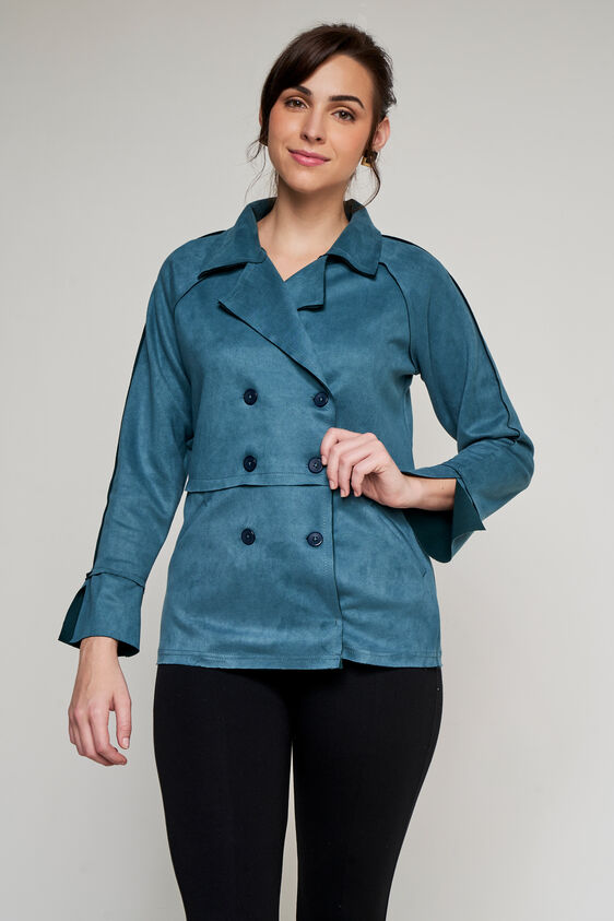 Teal Solid Straight Jacket, Teal, image 4